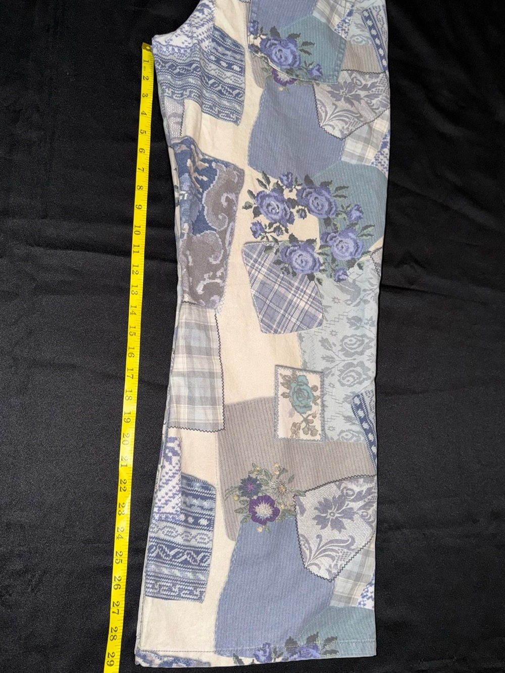 BDG Urban Outfitters Kayla Patchwork Wide Leg Pants Size 33 Low Rise Cottagecore - Picture 10 of 13